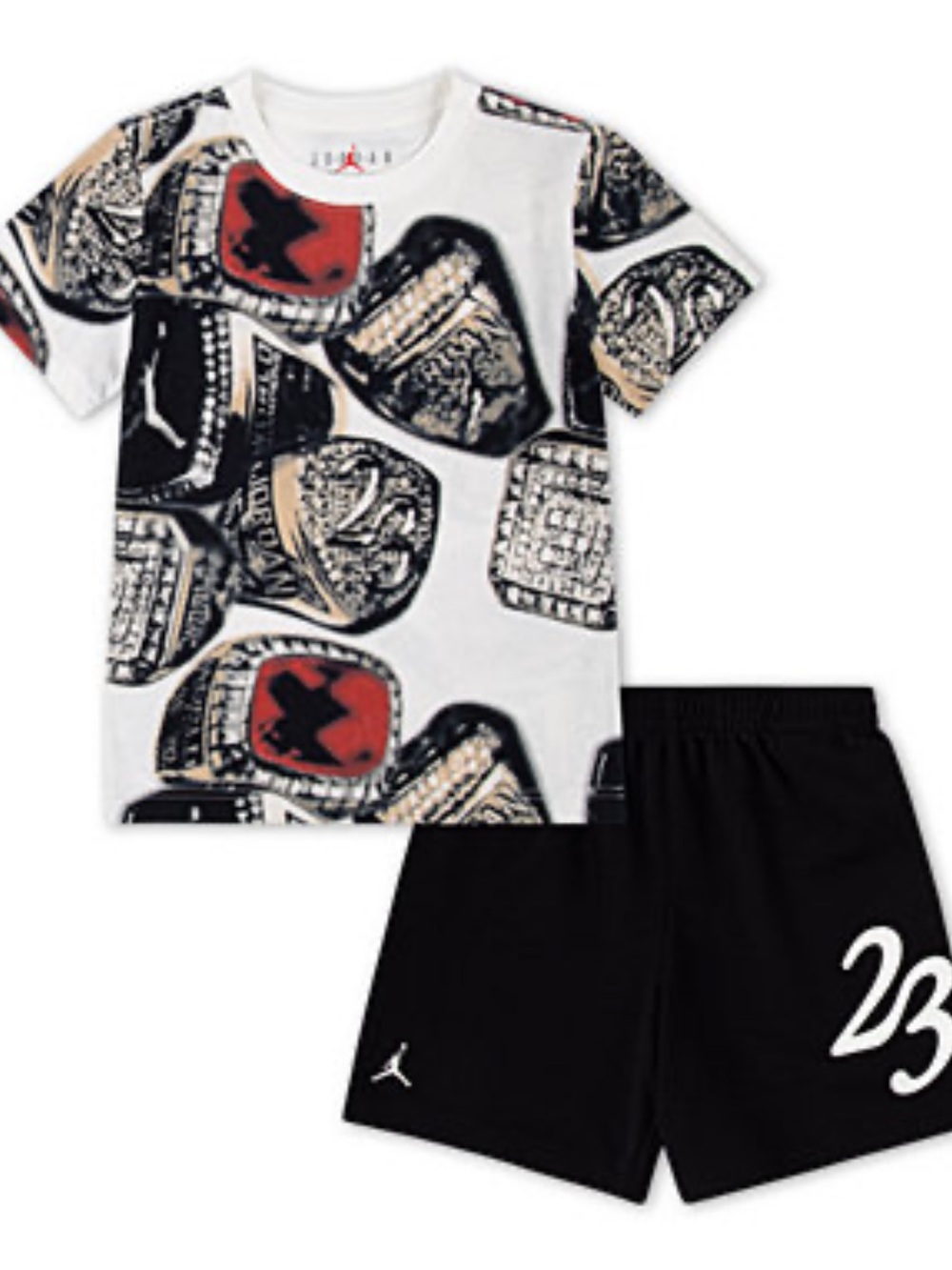 Jordan Black and White Kids Tee & Shorts Set 2 Piece MVP Ring Shorts T-Shirt 4